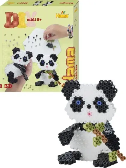 Hama Midi 3D Panda eske med 2500 perler og perlebrett