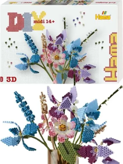 Hama Midi Art Blomsterbukett eske med 6000 perler og 3 perlebrett