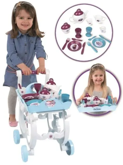 Smoby Disney Frozen stor serveringsvogn med avtakbart brett og lekeservise