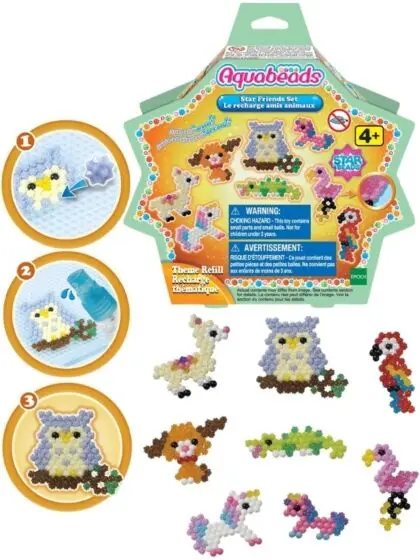 Aquabeads Star Friends Set - Refill-sett med 600 vannperler i 21 ulike farger