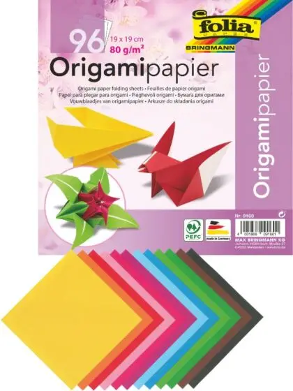 Folia Origamipapir 19x19 cm - 96 arki  12 farger