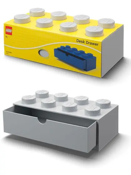 LEGO Storage Desk Drawer 8 brick - oppbevaring med 1 skuff - 32 x 16 cm - stone grey
