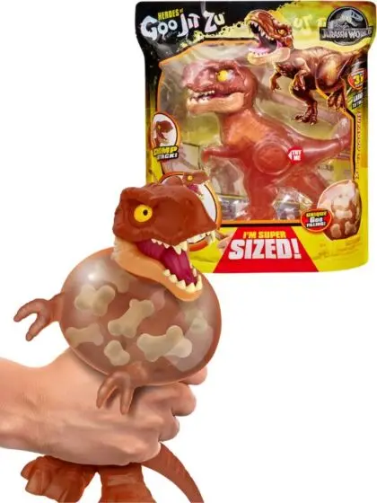 Goo Jit Zu Supagoo Jurassic World actionfigur med bite-angrep og fyll - stor T-rex dinosaur 20 cm