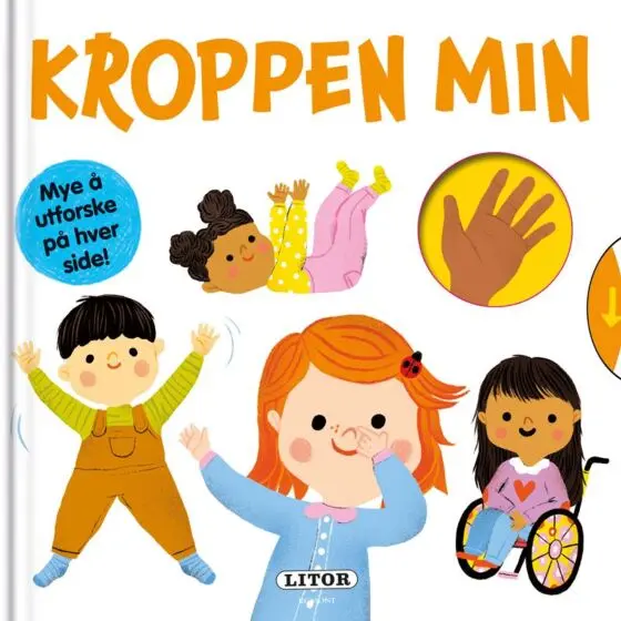 Pekebok - Kroppen min - mye å utforske på hver side - med hjul og klaffer