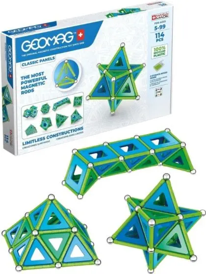 Geomag Classic Panels Green Line - magnetisk byggesett i resirkulert plast - 114 deler