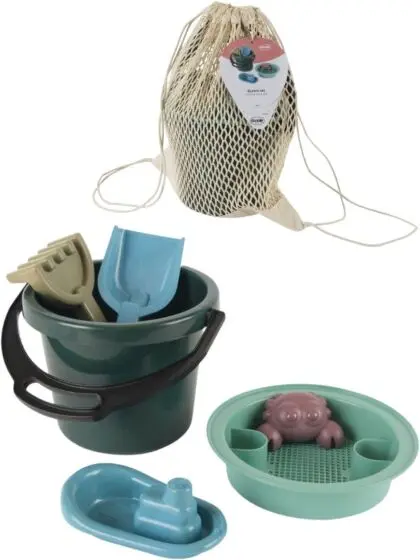 Dantoy Blue Marine Toys bøttesett i oppbevaringsnett - 6 deler