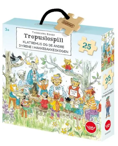 Thorbjørn Egner Hakkebakkeskogen puslespill i tre - 25 brikker - Bamsefars fødselsdag