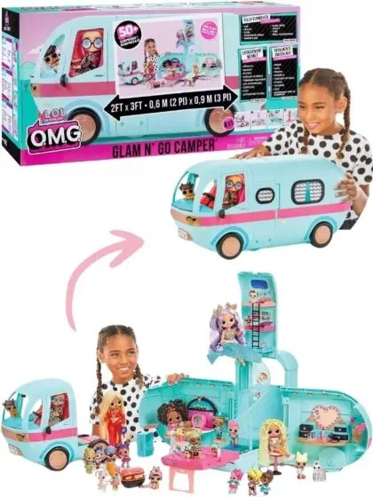 LOL Surprise 4-i-1 Glam N' Go Campingvogn med 8 lekeområder - 90 cm