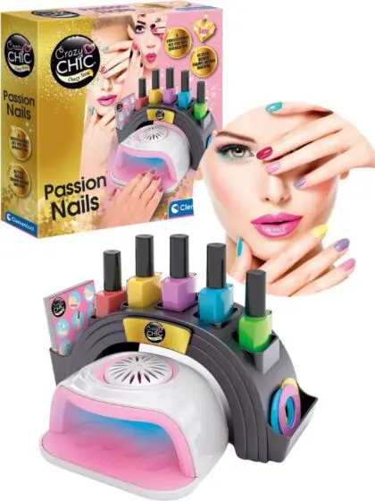 Clementoni Crazy Chic Nail Passion sett med negletørker og neglelakk