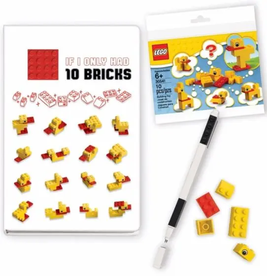 LEGO Stationery notatbok med penn og 10 LEGO klosser