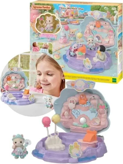 Sylvanian Families Baby Havfruebutikk lekesett med en kattefigur
