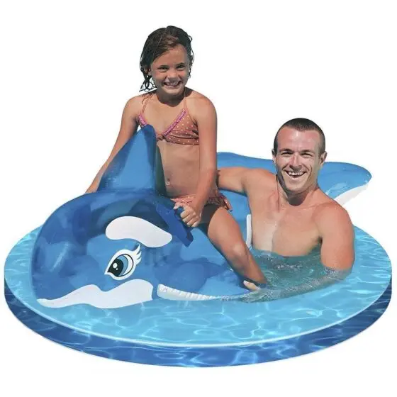 Intex Lil' Whale Ride-on - oppblåsbar blå hval badeleke med håndtak - 163 x 76 cm