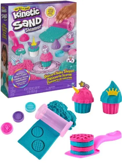 Kinetic Sand Cupcake Kit med magisk sand - enhjørningtema