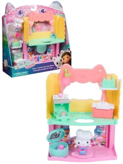 Gabbys Dukkehus balkonglekesett - kjøkken med Cakey-figur og 8 tilbehør