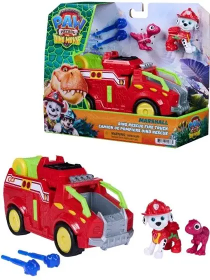 PAW Patrol Dino Movie Marshall Dino Rescue brannbil med figur og dinosaur