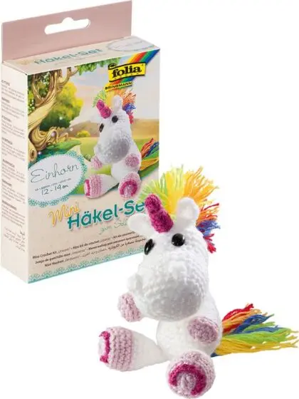 Folia Mini heklesett - Amigurumi Enhjørning