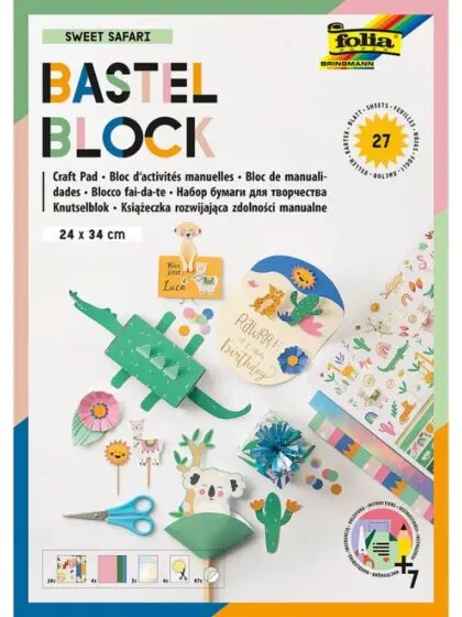 Folia Hobbyblokk med hobbyark og folie-klistremerker - Sweet Safari