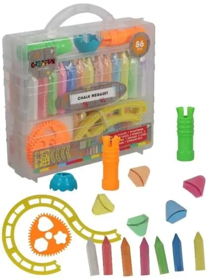 Creafun Outdoor Mega Krittsett – kritt med sjablonger og oppbevaringskoffert