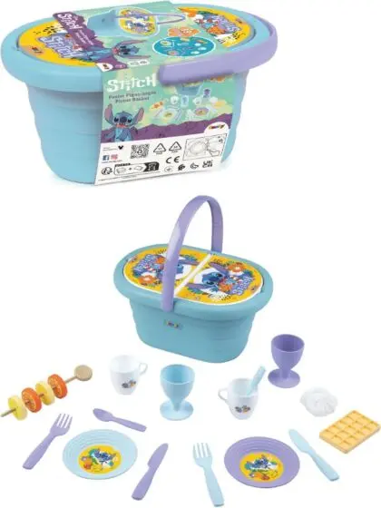 Smoby Disney Stitch piknik-kurv med 19 tilbehør