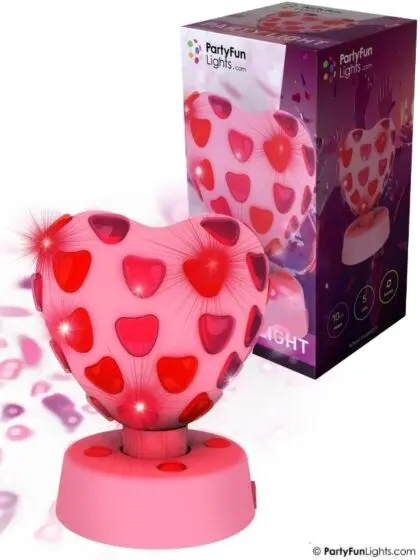 PartyFun Lights Hjerte LED lampe – roterende discolys 20 cm