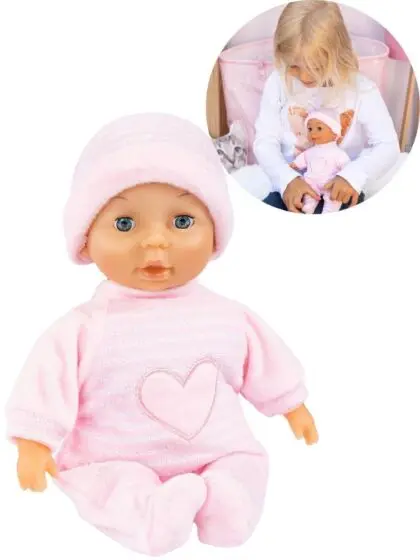 Bayer Min første baby - dukke med lys rosa drakt og lue - 28 cm