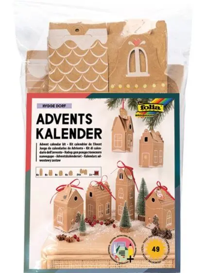 Folia Landsby Adventskalender med kartonghus og tall