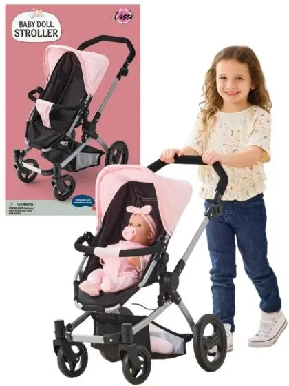 Lissi Baby Doll Stroller – justerbar dukkevogn med svingbare hjul