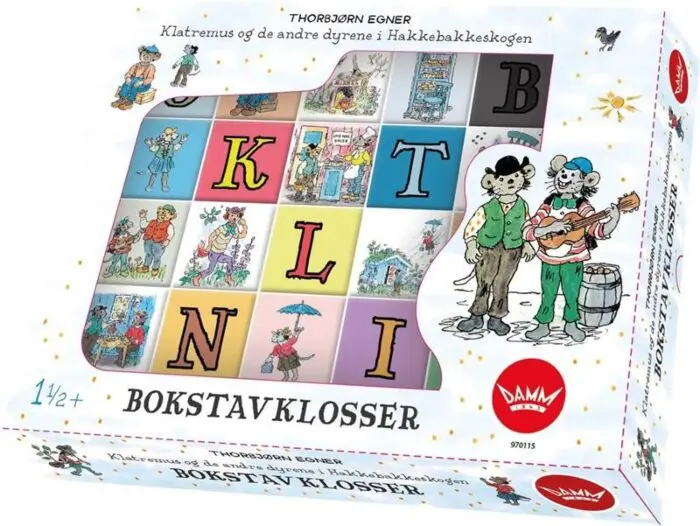 Thorbjørn Egner bokstavklosser i tre - Hakkebakkeskogen