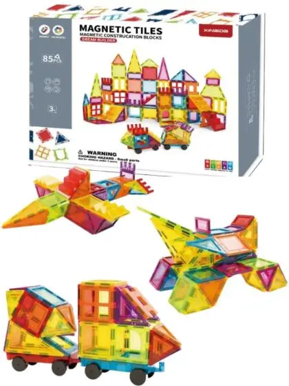 Magnetisk byggesett i ulike farger - 85 deler