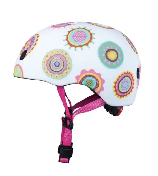 Micro Doodle Dot Hjelm S (48-52 cm) - justerbar sykkelhjelm med LED-lys - prikker