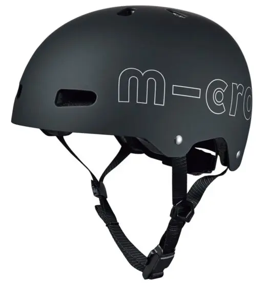 Micro ABS Hjelm black M (54-58 cm) - justerbar sykkelhjelm, sort med LED-lys