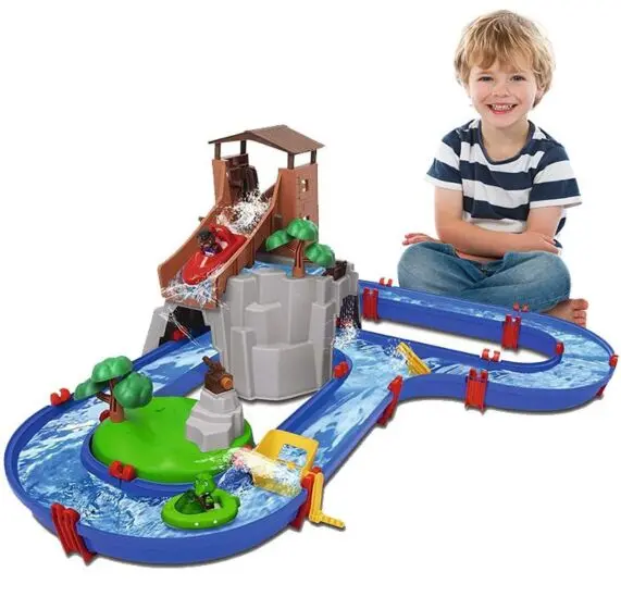 AquaPlay AdventureLand - kanalsystem med tømmerrenne, 2 figurer og 2 båter