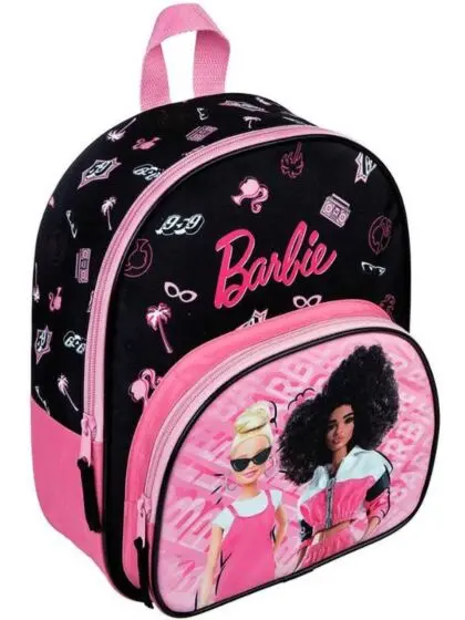 Barbie Ryggsekk med lomme - rosa og svart