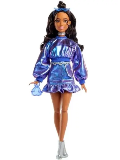 Barbie Deluxe Style dukke med topp og skjørt - blå metallic