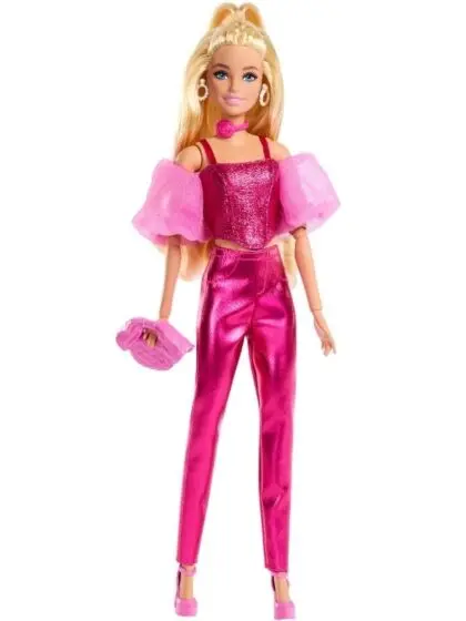 Barbie Deluxe Style dukke med bukser og korsett med ballongermer - rosa metallic