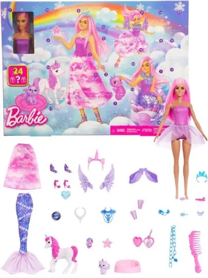 Barbie Fantasy julekalender med dukke og tilbehør