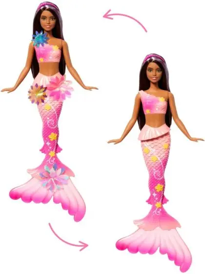 Barbie Blooming Magic Havfruedukke med blomster - brunette