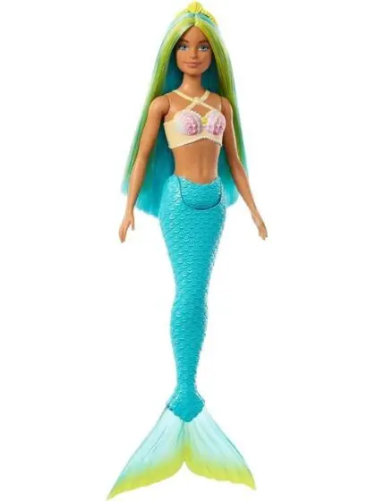 Barbie havfrue-dukke med fargerikt hår og hale - blå