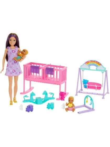 Barbie Skipper Babysitter sett - Skipper dukke, 2 babydukker og tilbehør