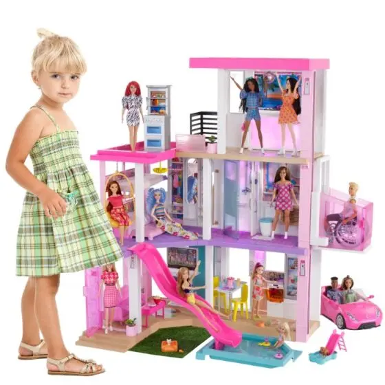 Barbie DreamHouse - 3-etasjes lekehus med sklie og heis - lyd og lys - over 75 tilbehør