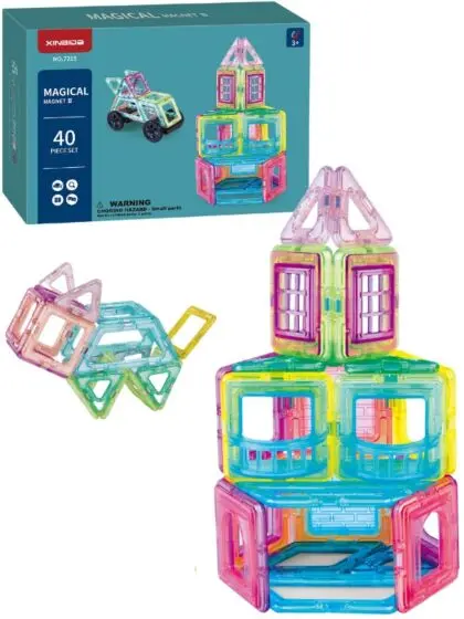 Magical Magnets Byggesett med magnetiske klosser og hjul - 40 stk