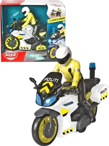 Dickie Toys politimotorsykkel og figur - norske detaljer - med lys og lyd - 17 cm