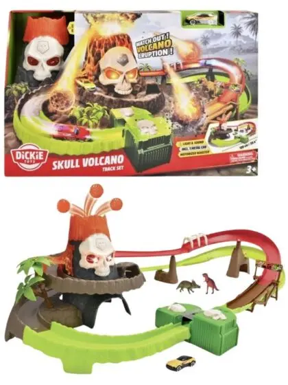 Dickie Toys Skull Volcano bilbane med bil og dinosaurer - 100 cm