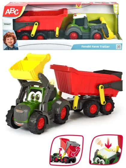 Dickie Toys Happy Farm traktor med tilhenger - lyd og lys - 65 cm lang