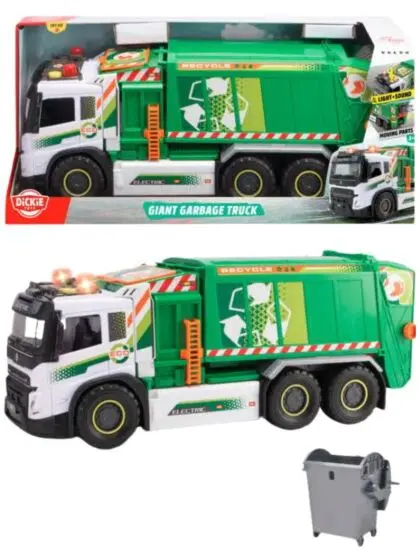 Dickie Toys Volvo Stor søppelbil med søppeldunk - lyd og lys - 55 cm