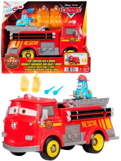 Disney Biler Brannbilen Red og Guido - lekebil med prosjektiler - 24 cm