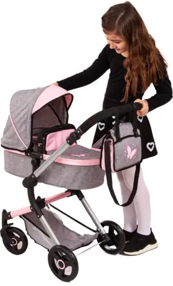 Byer Design Kombi dukkevogn med stellebag og bevegelige forhjul - passer dukke 52 cm