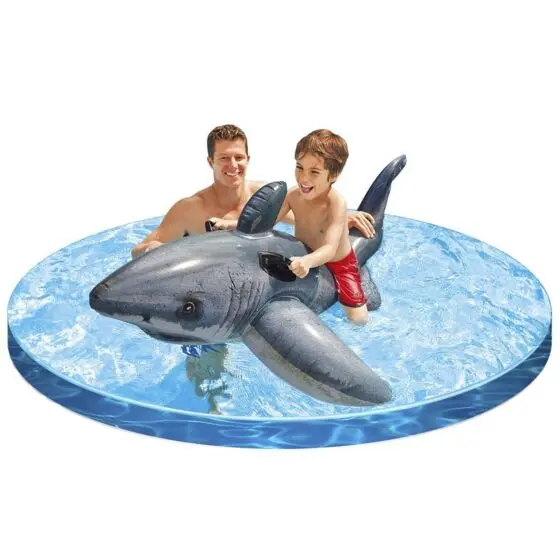 Intex Great Shark Ride-on - oppblåsbar hai badeleke med håndtak - 172 cm