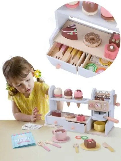 EduFun Iskrem- og kafe lekesett med lekemat i tre
