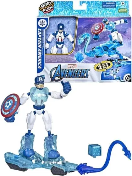 Avengers Bend and Flex Ice Mission Captain America - figur med ekstremt bøyelige og fleksible ledd - 15 cm